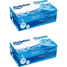 Pudrasız Nitril Eldiven, L Beden, Mavi, 2 Adet 100'LÜ Paket