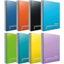 Fresco A4 80 Yaprak Spiralli Defter Seti, 4 Kareli 4 Çizgili, Plastik Kapak, 8 Adet, Karışık Ren