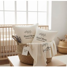 %100 Pamuk Müslin Bebek Battaniye ve Yastık Seti, Bej, 40X40-100X100 Cm, Antibakteriyel, Kişiye �