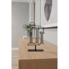 Bafidica Antik Sütun Silüetli Siyah Metal Masaüstü Dekoratif Obje Ofis Aksesuarı Yükseklik: 18 cm