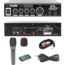 Lastvoice LVX-150MİC Mikrofonlu Stereo Anfi Amfi 2X75 Watt Bluetooth Usb-Sd 220V/12V
