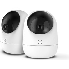 Ev Kamerası 2'li Set / Wifi 2304P Mobil Kontrol Sesli 360° Ptz Gece Görüş Iç Mekan Kamera