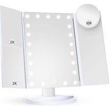 Valkyrie LED Işıklı Katlanabilir Makyaj Aynası - 2x 3x 10X Büyütme Modu - Dokunmatik Touch Ekr