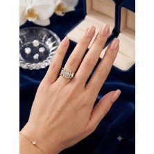 Xuping Jewelry Xuping Baget Kesim Zirkon Taşlı Altın Kaplama Gösterişli Kadın Yüzük - 6 Numara