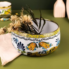 Gndz Home Emaylab Selge 18 cm Dekoratif Emaye Salata Kasesi, Sunum Kasesi,