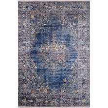80X150 cm Solnecnogorsk Mavi Vintage Yün El Dokuma Modern Geometrik Etnik Eskitme Desenli Boho Otur