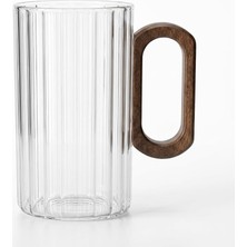 Deconox 1 Adet Akasya Ahşap Kulplu Borosilikat Cam Kupa - 220 Ml, 300 ml ve 400 ml Boy Seçenekleri