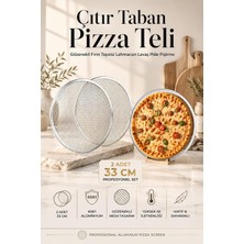 Pizza Teli 2'li Set 33 cm Çıtır Taban Hamur Pişirme Izgarası Gözenekli Fırın Tepsisi Lahmacu