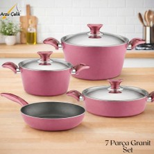 7 Parça Granit Set Çelik Kapak - Mürdüm