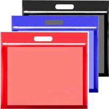 Renkli Plastik Fermuarlı Proje Dosyası 25X35 cm 3 Adet Tutmaçlı 28X38 cm Resim ve Proje Ödev Do