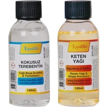 Dünya Magnet Yağlı Boya Seti Yardımcı Malzemeler 2 x 100 ml Terebentin Resim Keten Yağı
