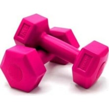 1kg 1x2 Çift Dambıl Dambıl Seti Plastik Pembe Pembe Tek Ebat