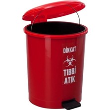 Çift Kovalı Tıbbi Atık Çöp Kovası Pedallı 30 Litre - Atık Kovası Kırmızı