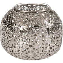 Paşabahçe Ajur Metal Tealight Mumluk S, Silver, Dekoratif