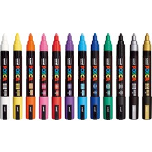 Uni Posca Markör Kalem 5m Set 1.8-2.5 mm Keçe Uçlu (12'li Set)