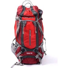 Tig Trekking Sırt Çantası, Unisex, Kırmızı-Gri, 65 L