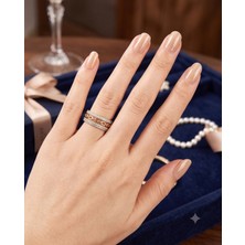 Xuping Jewelry Xuping Zirkon Taşlı Zincir Detaylı Altın Kaplama Kadın Yüzük - 7 Numara