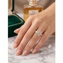 Xuping Jewelry Xuping Zirkon Taşlı Geometrik Kare Tasarım Altın Kaplama Kadın Yüzük - 7 Numara