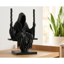Housetrend Grim Reaper Salıncakta Gotik Heykel – Dark Art Kuru Kafa Temalı Dekoratif Biblo – 3