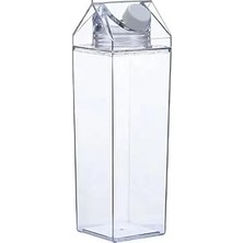 Gndz Home Şeffaf Süt Kutusu Tasarımlı Içecek Şişesi, Mika Su Kahve Içecek Şişesi 500 ml