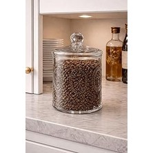Gndz Home 1000 Ml. Desenli Cam Kapaklı Kavanoz - Orta Boy Cam Saklama Kabı