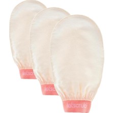 Let'scrub Ekru Banyo Duş Kesesi Peeling ELDIVENI%100 Floş Ipek Normal Ciltler Için (3 Paketi)