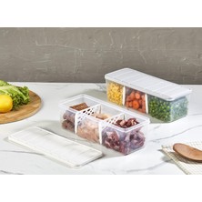 Gndz Home Selka Home Bölmeli 6'lı Nora Saklama Kabı 2 Lt Açık Gri