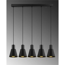 Trend Özel Tasarım Spor Modern Metal Siyah Sarkıt Cafe - Mutfak 5 Li Avize