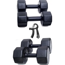 Besinistanbul Ps Spor 18 kg Dambıl Set 6kg X2 Ad 3kg X2 Ad + Sayaçlı Ayarlanabilir El Yayı Siya