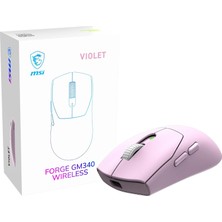 Gg Forge GM340 W Vıolet Gamıng Mouse Max 12000 Dpı 57GR Kablosuz Optık Sensor Oyuncu Faresı