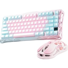 Mercury K1 Lite+M2 Kablosuz Rgb Işıklı Mekanik Q Gaming Klavye ve Optik Mouse Seti (Lumen Rose)
