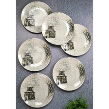 6'li Porselen Mezopotamya Servis Tabağı 23 Cm- Tatlı Pasta Sunum