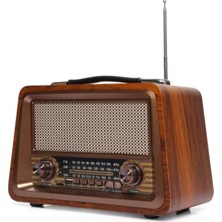 Ultratekno Nostaljik Radyo Gerçek Ahşap Eskitme Bluetooth Hoparlör Mp3 Çalar Müzik Kutusu