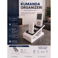 Tulpar Mekanik 3 Bölmeli Kumanda Organizeri Uzaktan Kumanda Standı Kumandalık Masaüstü Düzenleyici Beyaz-Siyah