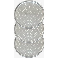 Delikli Çelik Pizza ve Lahmacun Tepsisi 3 Adet - 3 Boy 28/32/36 cm