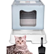 Modmio Jumbo Filtreli Kapalı Kedi Tuvaleti Kokuyu Önleyen Çift Filtreli Çekmeceli Kürek Hediyel