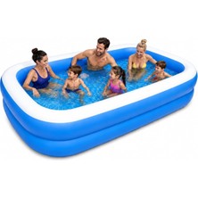 Büyük Boy Şişme Havuz, 2.62 Metre Dikdörtgen Jumbo Aile Havuzu, 3 Katmanlı Dayanıklı Pvc Uv
