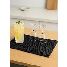 Gndz Home Silikon Bar Matı, Siyah, Kaymaz Tezgah ve Bulaşık Kurutma Matı, 43X29 Cm, Mutfak ve Bar Için