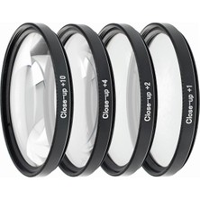 Ayex Close-Up Filtre Seti 58MM – +1 +2 +4 +10 Diyopter, Optik Cam, Ince Alüminyum Çerçeve, Çi