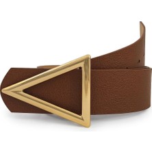 Üçgen Gold Tokalı Kalın Kadın Kemer 4.5 cm