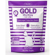Gold Kristal Kedi Kumu 3.8l – Ultra Emici Silika Jel Kum, Koku Yok Edici, Tozsuz, Uzun Süreli (Ay