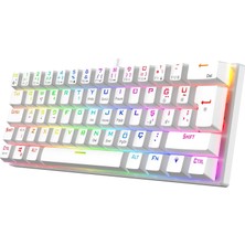 %60 Kablolu Rgb Mekanik Gaming Klavye, Deri Bilek Destekli, Anti-Ghosting, 19 Rgb Efekt Seçeneği,