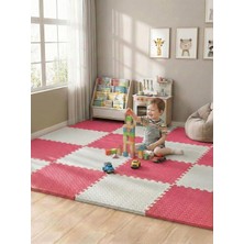 6 Parça 50X50 Puzzle Mat - 100X150 cm Kurulumlu Oyun Spor Matı Puzzle Halı Tatami 13M (Pembe-Beya