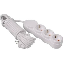 Gndz Home 3lü 2 Metre Grup Priz Uzatma Kablosu, Çocuk Korumalı, Klemensli Topraklı Priz - 3500 Watt, 16 Amper, 250 Volt, Beyaz Renk (2 Metre)