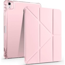 Gndz Home Zore Apple ile Uyumlu iPad Air 11 2025 M3 Kılıf Zore Tri Folding Kalem Bölmeli Standlı Kılıf Rose Gold
