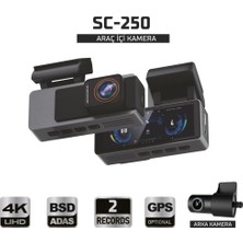 Sentinel SC-250 4K UHD Araç Içi Kamera / Adas & Bsd, Wi-Fi, Gps Opsiyonel, 170° Geniş Açı, 24