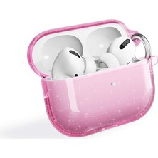 Gndz Home Zore Apple ile Uyumlu Airpods Pro 2 Allstar Airbag 32 Parlayan Simli Saydam Renkli Kılıf Pembe