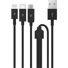 Gndz Home Ttec Trio Type-C-Lightning-Micro USB 120CM Şarj Kablosu, Siyah