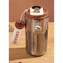 Frefly Store 410 ml Kapasiteli Termometreli Çelik Termos - Kahverengi