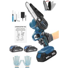 Alman 88 V 5 Ah Çift Akülü Dal Kesme Budama Testere Bıçkı Makinesi Çantalı 10 cm Palalı